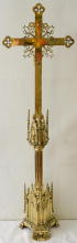 French Gothic Antique High Altar Set of Candlesticks and Crucifix